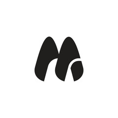 letter m flat curves cute concept logo vector