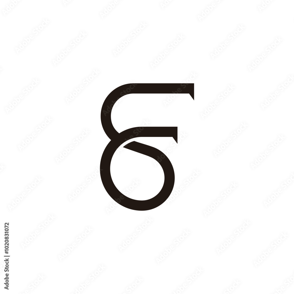 Poster letter sf linked curves overlap simple logo vector