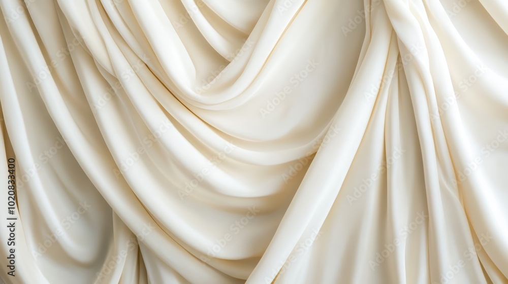 Poster elegant flowing cream fabric with soft folds and draping textures.