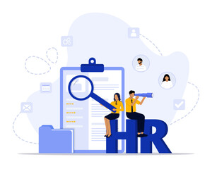 Human resources concept illustration. Suitable for landing page, ui, web, App intro card, editorial, flyer, and banner.