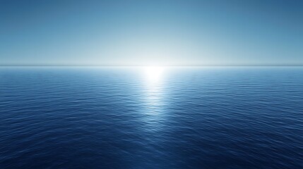 Obraz premium A serene blue gradient stretching endlessly over calm ocean waters, capturing dawn's tranquility background