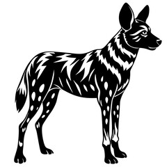 African wild dog silhouette vector illustration 