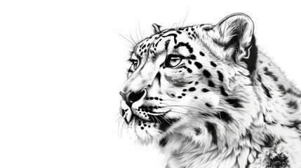 Elegant Snow Leopard Portrait on Clean Background