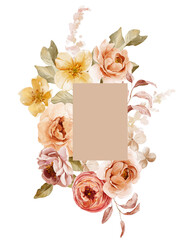 Watercolor autumn floral frame