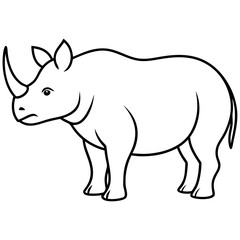 Rhinoceros line art vector illustration 