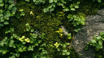 Green moss for decor in the office on the wall.