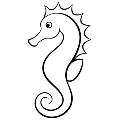 Seahorse line art vector illustration
