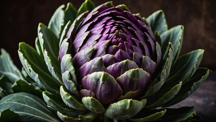 Close-up of artichokes on a wooden table