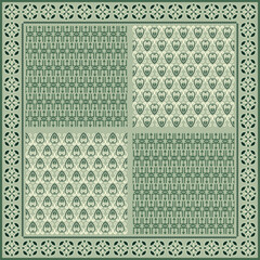 Hijab scarf flower abstract pattern.Ethnic geometric ornament with frame motif border hijab pattern.Design for fabric,print,scarves,shawl,kerchief,bandana,clothing,pareo,pillows,tablecloth,decoration.