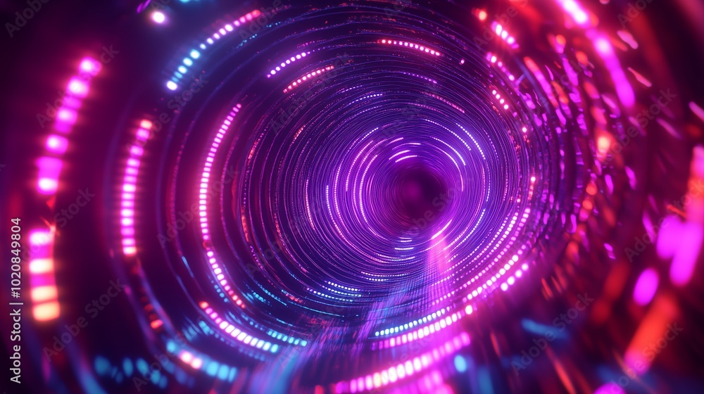 Poster vibrant tunnel of light swirling with colorful patterns at night creating an immersive visual experi