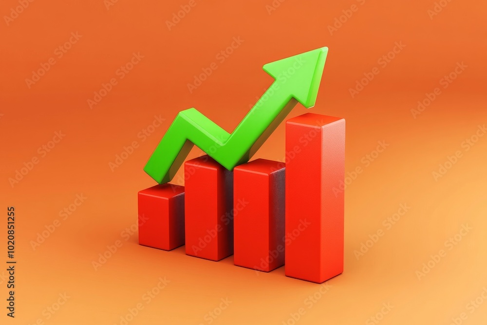 Poster an illustration of a rising curve and data analysis concept in 3d, with a graph showing business gro