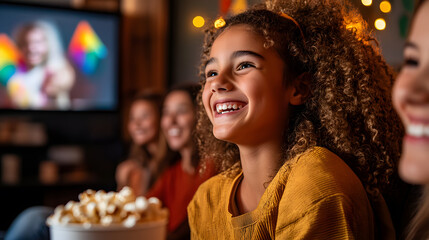 LGBTQ family movie night teen and parents cozy home