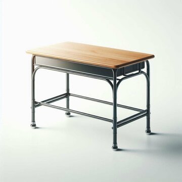 Banco scolastico vintage in metallo e legno