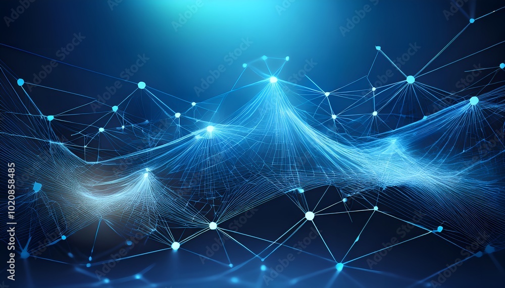 Poster background with network of thin line and dots, representing connection and coll.