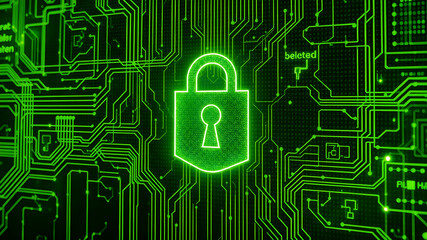 Cyber Security and Data Protection digital icon. Ransomware Cyber Security Email Phishing Internet Technology Lock Vault Protection