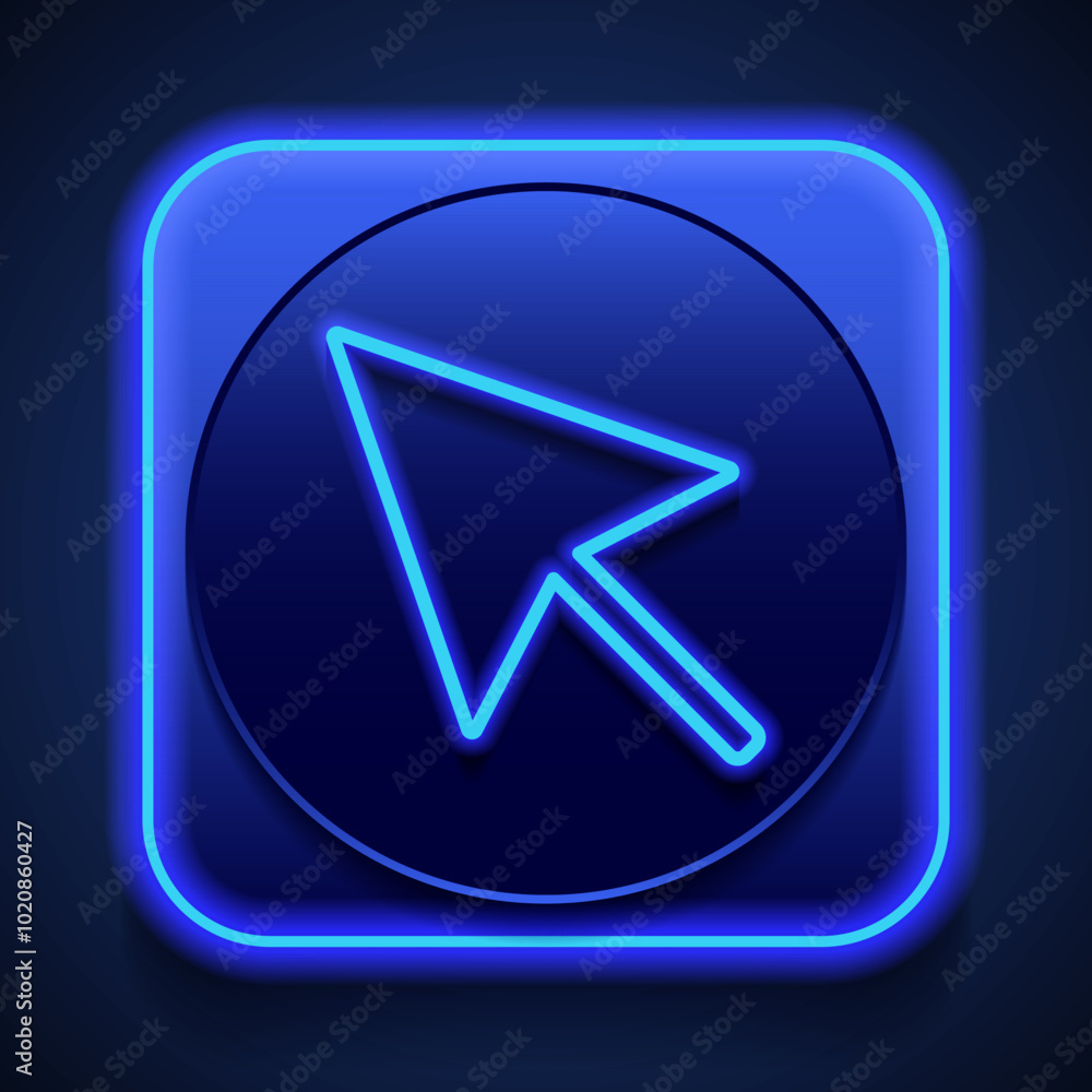 Aufkleber cursor simple icon vector. flat design. blue neon style on button. with shadow