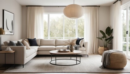 Modern Living Room Interior with Cozy Sofa and Decorative Elements