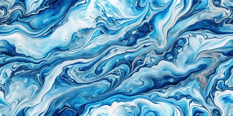 Obraz premium A modern watercolor marble pattern in blue and white, perfect for urban exploration photography, accentuating tranquil hues and vivid textures in
