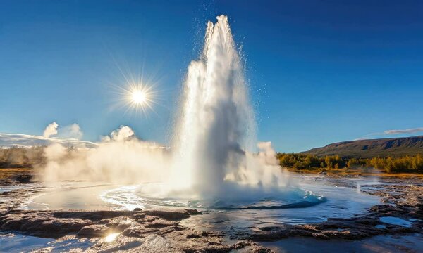 natural phenomenon geyser on sunny day