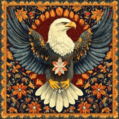Eagle in regal FleurdeLis pattern