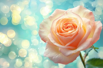 A Single Peach Rose with Soft, Blurred Background