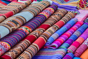 Chinchero, in Cusco Peru  is known for its high-quality weaving and colorful textiles, often made using traditional Inca techniques.