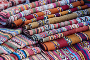 Chinchero, in Cusco Peru  is known for its high-quality weaving and colorful textiles, often made using traditional Inca techniques.