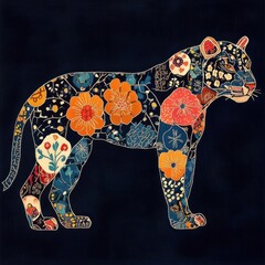 Jaguar adorned with delicate Sashiko stitching