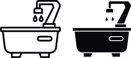 Bath bucket icon or logo design isolated sign symbol vector illustration. A collection of high quality black line style vector icons