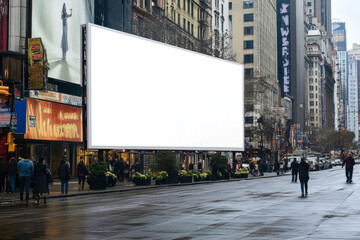 Huge blank, white billboard on the side of a building is waiting to display your advertisement