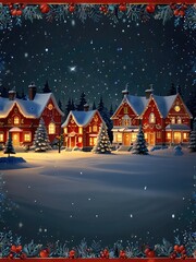 Fototapeta premium Christmas greeting card with and red color background Christmas no text Tree Decorations, Pine Branches, snowflake and confetti.