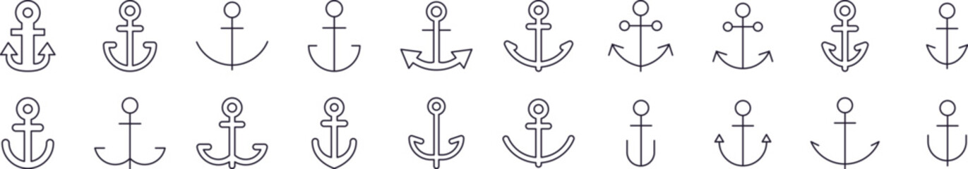 Anchor Line Icon Collection. Editable Stroke. Perfect for Infographics, Articles, Books, Flyers, Banners