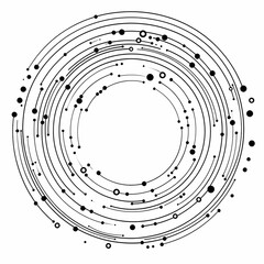 Abstract circular design with concentric lines and varying dot sizes, suggesting movement or rhythm.