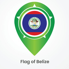 Belize national flag, pin map icon