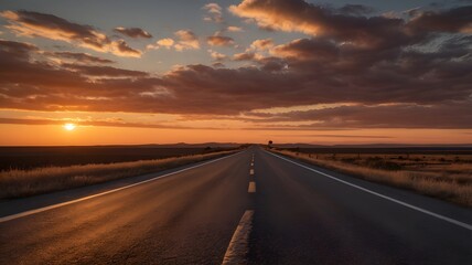 Road Peaceful Street Highway route Sunset scenery