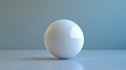 A white ball is sitting on a grey floor