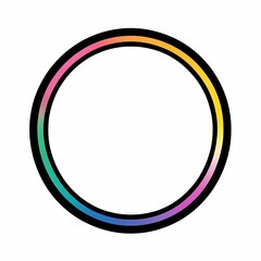 A circular icon with a gradient rainbow border, featuring a blank center.