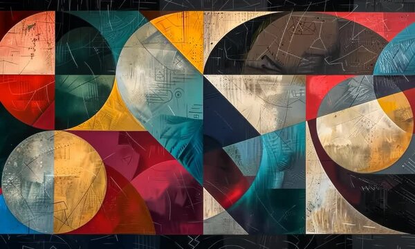 A colorful abstract painting with a lot of different shapes and colors Video