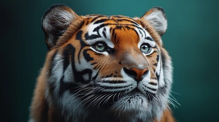 Fototapeta premium A tiger is staring at the camera with its eyes closed