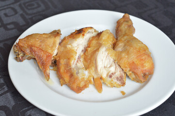 popular yummy indonesia spicy malay halal food menu curry chicken, rendang beef, asap fish, fried vegetable, begedil potato, chilli sambal achar, egg cuisine for restaurant dining