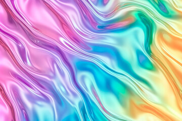 Obraz premium Rainbow Holographic Iridescent Wavy Background 