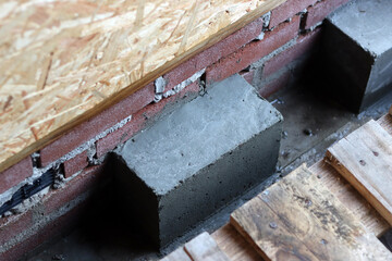 construction of a new house, close-up of the frame
