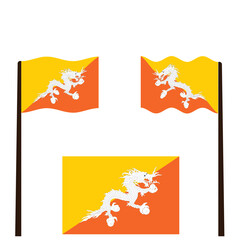 Set Of Wave Flag Of Bhutan