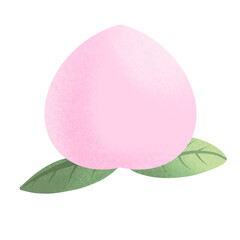 Cute cartoon peach with peach blossoms
