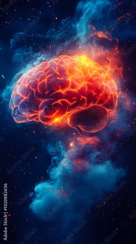 Aufkleber abstract human brain with colorful smoke and cloud elements representing creativity and imagination 