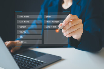 register your personal data details information, fill online form with name, email, phone number...