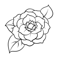 Camellia flower silhouette file, Camellia flower cutting file for Cricut, flower outline clipart, flower vector illustration