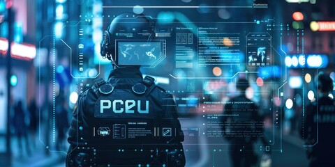 Digital interface showing police uniforms and equipment for public safety