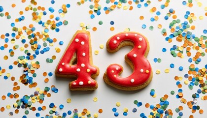 Obraz premium Decorated cookie, number 43, image for birthday or anniversary celebration