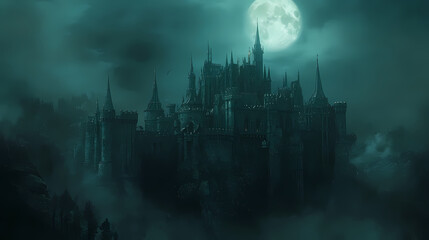 Fototapeta premium A mighty castle in the moonlight.